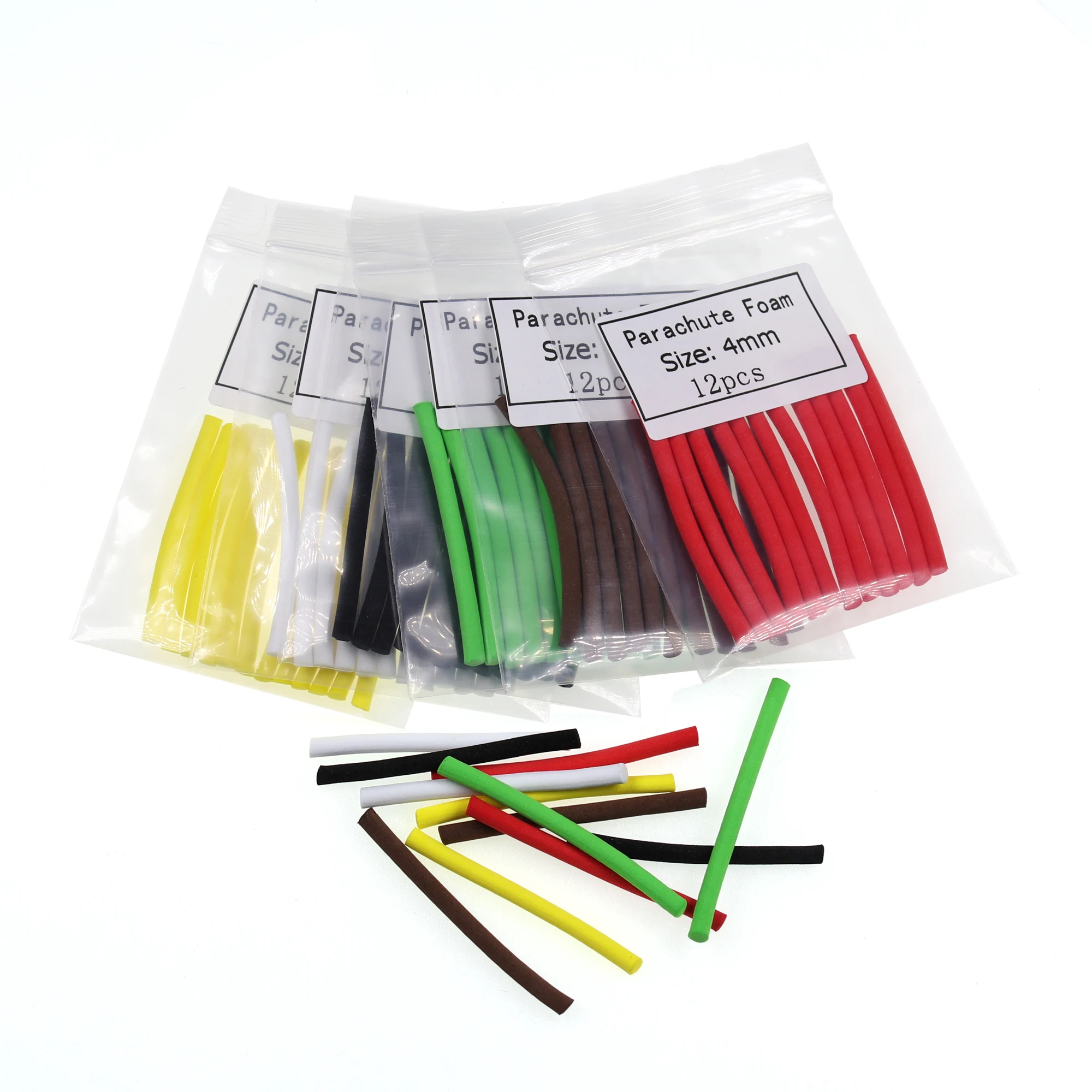 Wifreo Material para atar moscas, poste de espuma de paracaídas de 4mm, tolva de hierba seca, cilindros de espuma para atar moscas - imagen 4