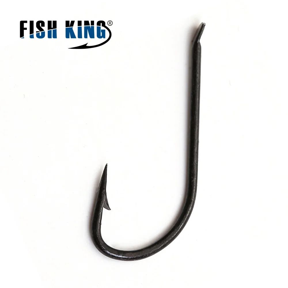 FISH KING-anzuelo de caña larga de acero con alto contenido de carbono, gancho afilado con púas, aparejos de pesca de carpa, 2515BL, 1-17 #, 100 unidades por lote - imagen 2