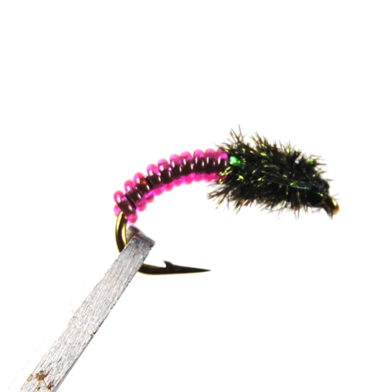 Señuelos de pesca con mosca, cebos de zumbador, ceaddis Larva, quironomid, Midge, Pupa, cebra, Nymph, trucha, #12, 10 piezas - imagen 2