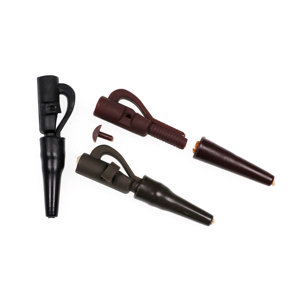 Bimoo-Juego de 100 aparejos de pesca de carpa, sistema de Clip de guía de seguridad y goma trasera, para uso con plomada giratoria, color negro y verde - imagen 5