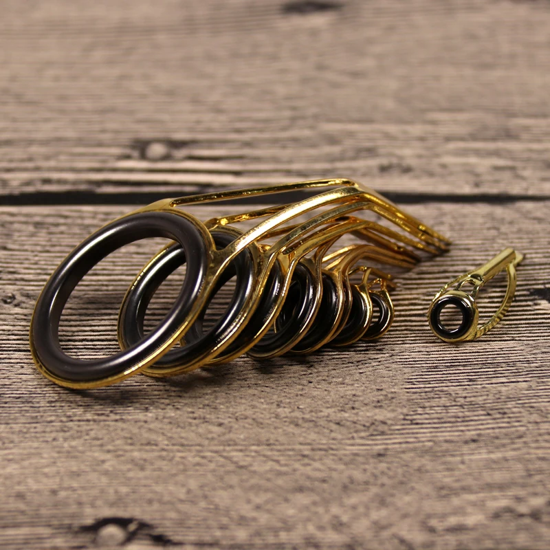 Wifreo-anillos de guía de caña de pescar, ojal para Baitcast Boa Rod Building Rapair, acero inoxidable reforzado, Color dorado, 9 piezas - imagen 3