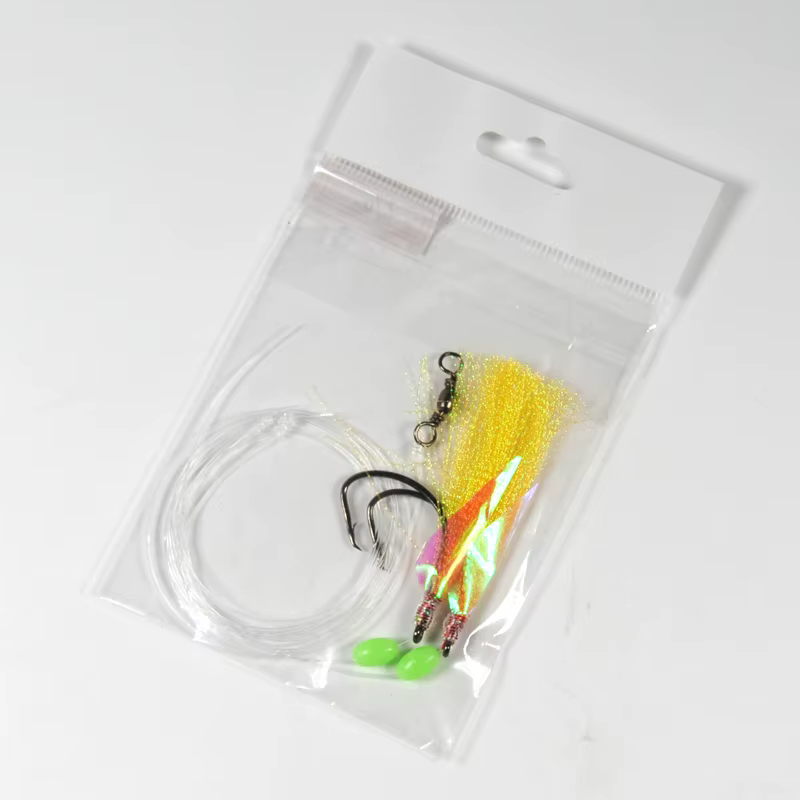 Aparejos Sabiki con piel de pescado – Amarillo/verde para mar con barril giratorio - imagen 3