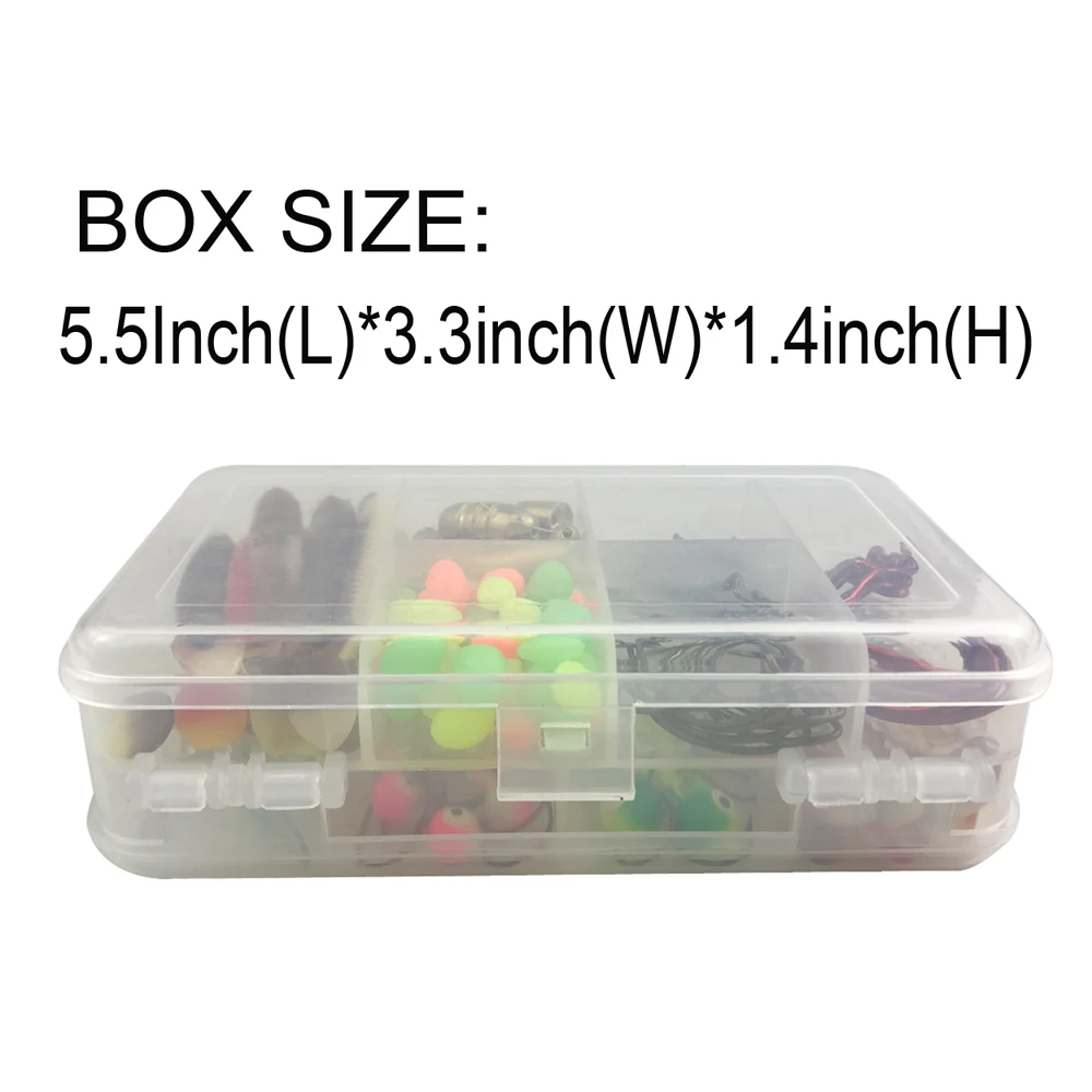 JSM-conjunto de accesorios de pesca, 125 unids/lote de señuelos para Texas Rig, plomos de bala de latón, gancho de cabeza de plomo, plantilla con caja de aparejos de pesca Doble - imagen 3