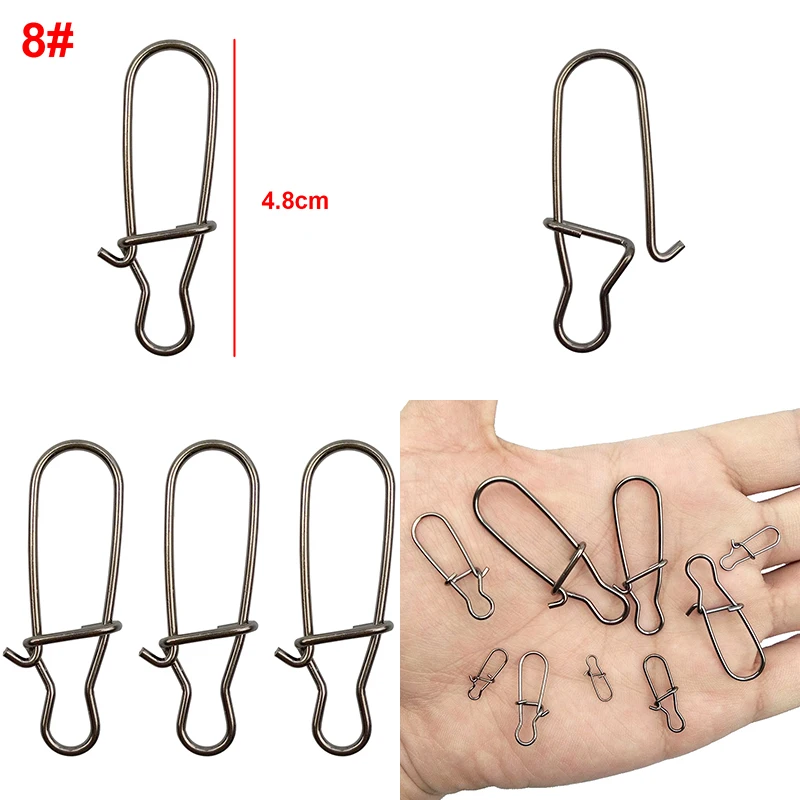 Herramientas de pesca de acero inoxidable para agua salada, conector a presión de níquel negro, tamaño 0, 1, 2, 3, 4, 5, 6, 7, 8, 100 unidades - imagen 4