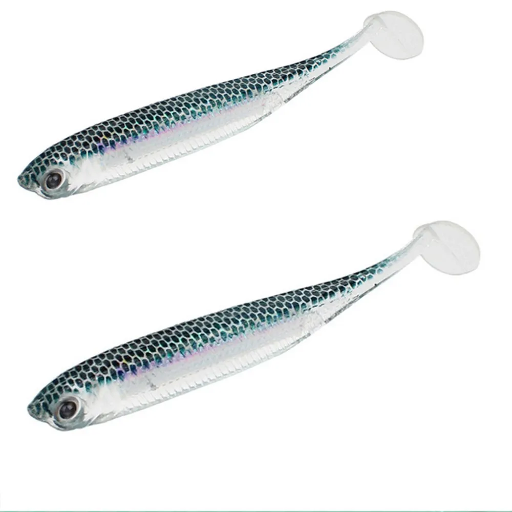 5 unids/lote señuelo suave 2,2g/70mm para Pesca Shad gusano Swimbaits Jig Head señuelo suave cebo de Pesca con mosca Pesca