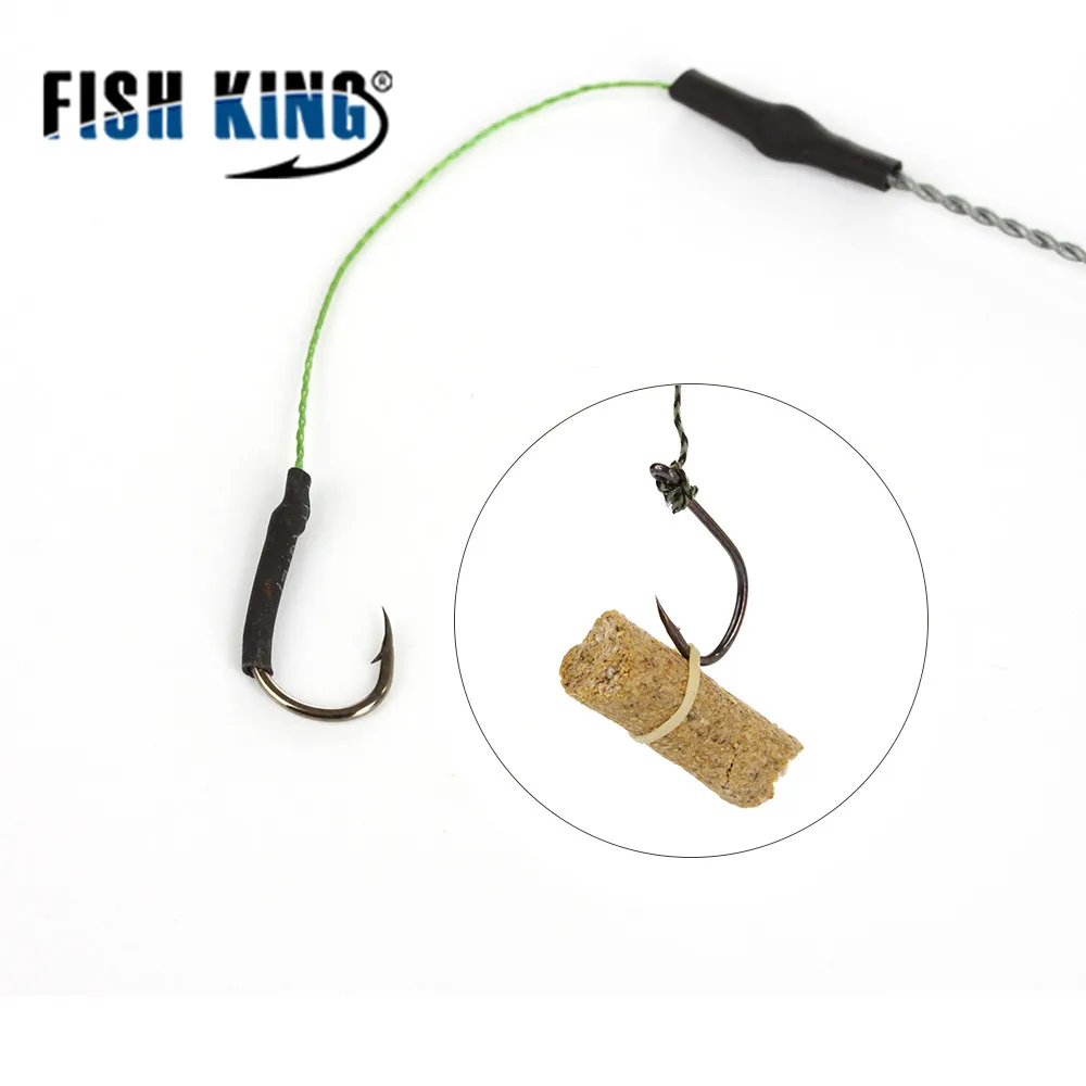 FISH KING-jaula de cebo de pesca, accesorio giratorio de alambre de acero inoxidable con 3 ganchos de línea, alimentador para carpa, 20g-80g