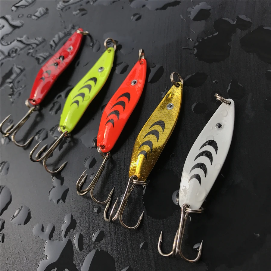 Anzuelo triple de metal para pesca, cuchara de pesca, aparejo de señuelo, trucha, lubina, señuelo para pesca, spinner en forma de S, 7g, 5cm, 10 Uds. - imagen 3