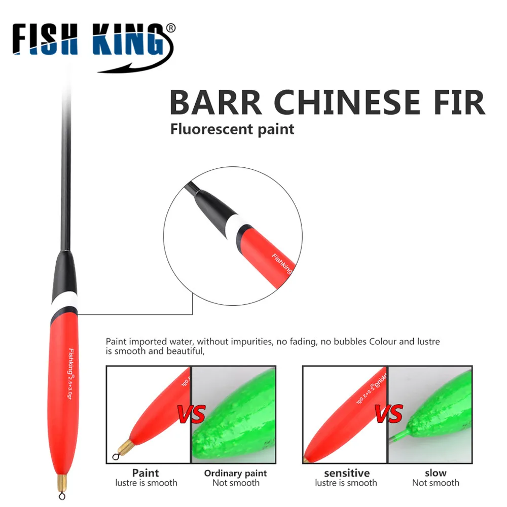 FISH KING 4 unids/pack 2,5 + 3,0g 2,0 + 2,0g 1,5 + 1,5g 1,2 + 2,0g flotador de pesca Bobbers de corcho flotadores de abeto Barguzinsky para aparejos de pesca de mar - imagen 2