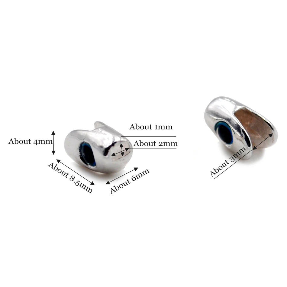 Jig Head MNFT Plateado Ojos 3D – Cabeza Ponderada Pesca con Mosca - imagen 2