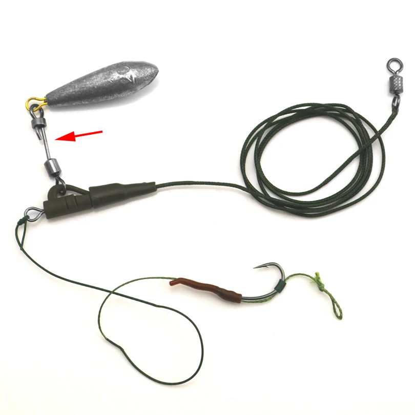 MNFT 6 uds cambio de bloqueo rápido enclavamiento giratorio Snap pesca de carpa conector desmontable de acero níquel negro tamaño 30mm aparejos terminales - imagen 5