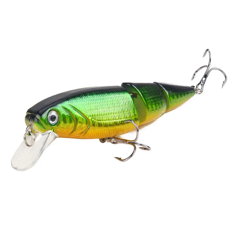 Señuelo de Pesca de 3 segmentos, 11cm, 15,5g, ojos 3D, cebo duro de Pesca realista, Crankbait con 2 ganchos, aparejos de Pesca Wobbler, 1 ud. - imagen 3