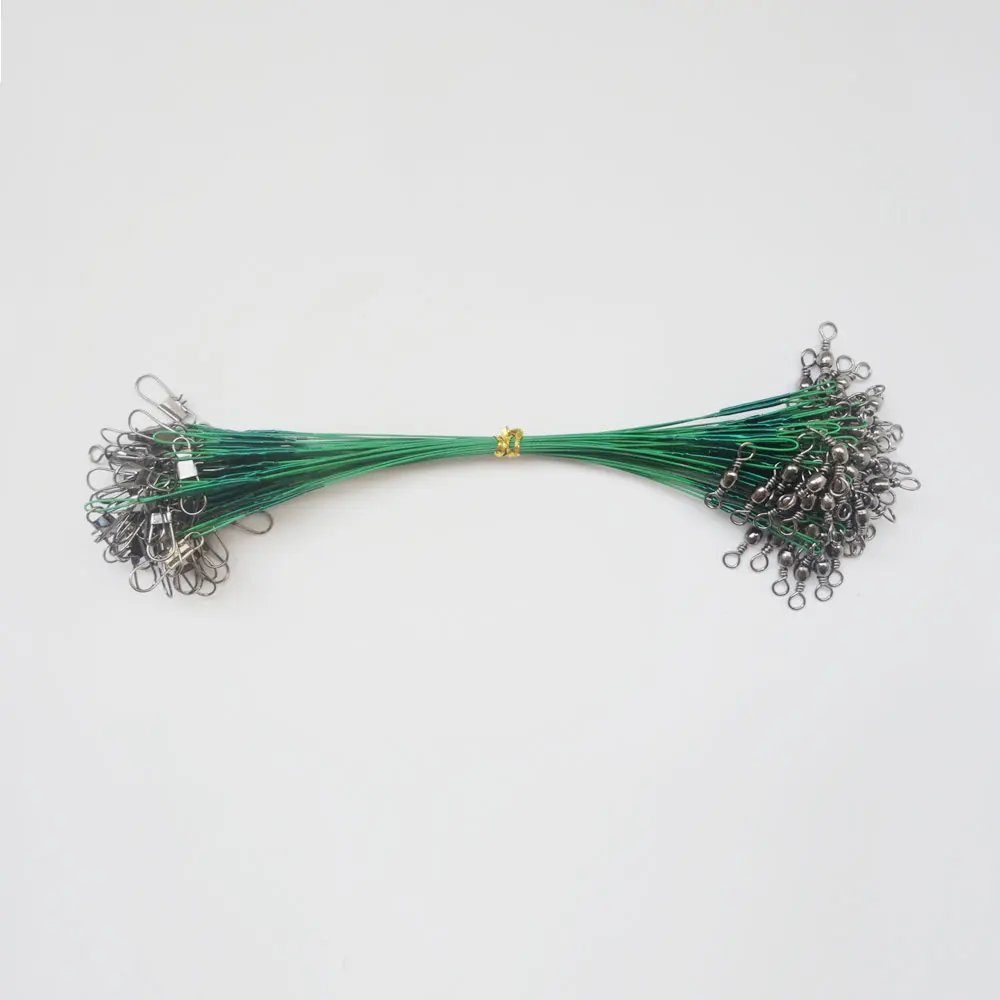 20 piezas/línea de alambre de acero para pesca, correa de sedal antimordida, Leader15-30cm de alambre de acero, conector giratorio a presión, accesorio de pesca - imagen 5
