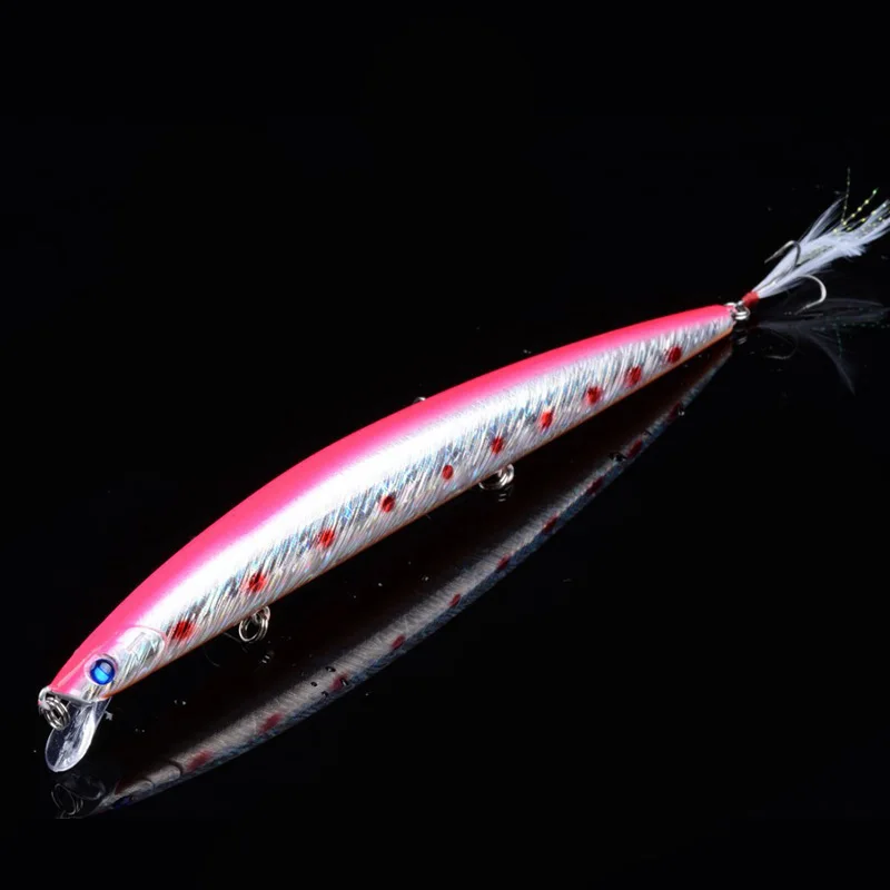 Señuelo de Pesca Minnow con anzuelo de plumas, cebo duro Artificial Crankbait Jerkbait flotante, Wobbler, 18,5 cm, 22g, 1 ud. - imagen 4