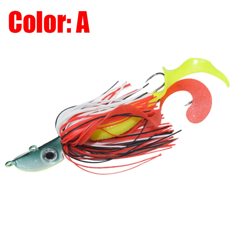 1 Uds. Cebo giratorio negro de boca grande para lubina, cebo de Metal con lentejuelas, Barba, Lucio, aparejos de pesca, plantilla de goma, señuelo de pesca suave PR-157 - imagen 4