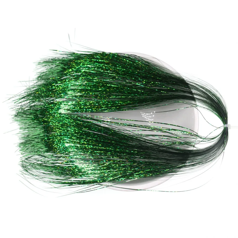 Bimoo 2 paquetes 0,35 MM Flashabou oropel holográfico Flash Minniw Pike agua salada Steelhead Streamer Material de atado de moscas plata dorado - imagen 5