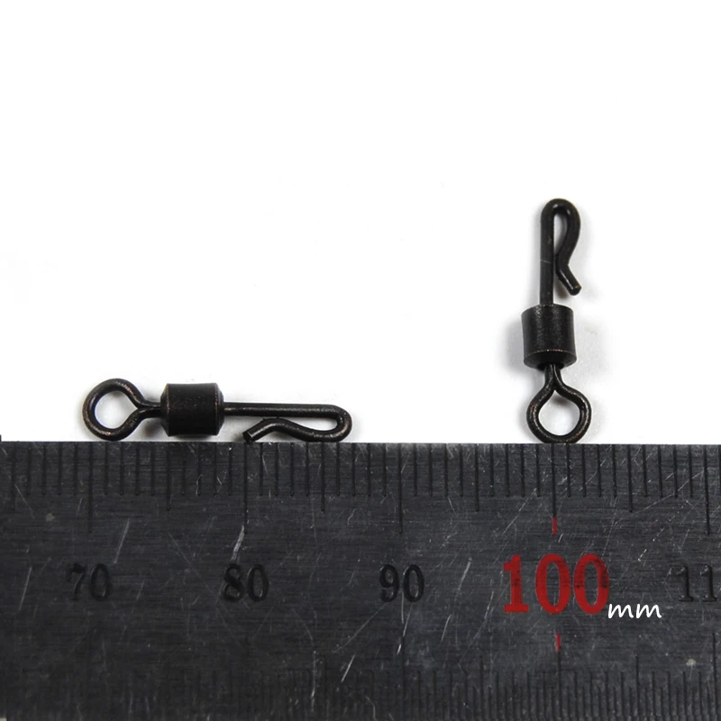Bimoo-Clip giratorio de cambio rápido Kwik de latón negro mate en forma de Q, accesorio para aparejos de pesca de carpa, tamaño 4, 50 Uds. - imagen 2