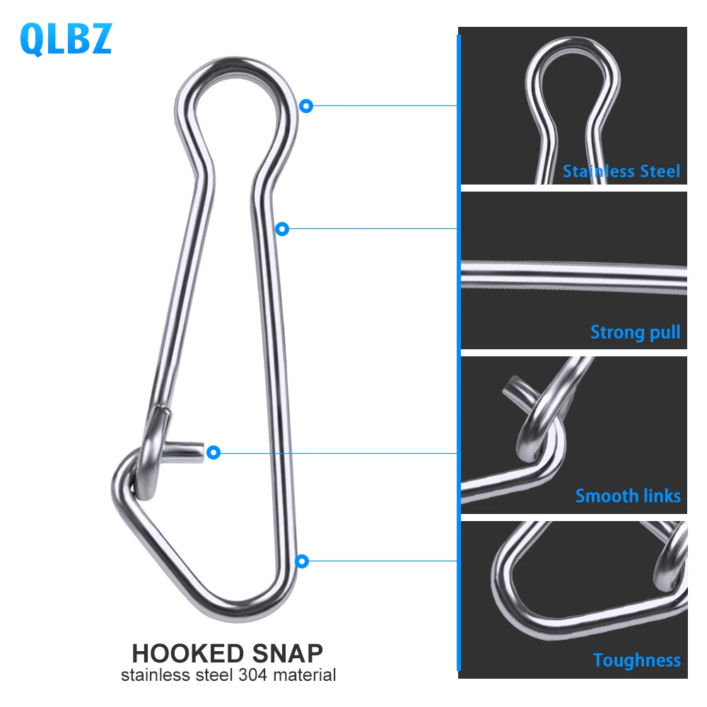 Barril de pesca giratorio enganchado, broche de seguridad giratorio de 12mm-29mm, 0 #-6 #, aparejos de pesca, 100 Uds. - imagen 3