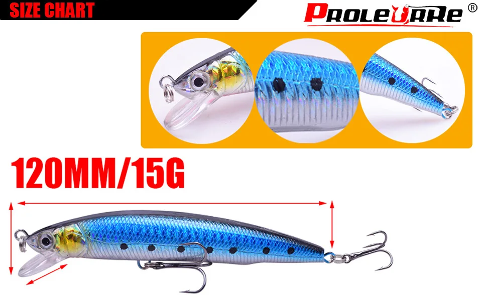 Señuelo minnow Proleurre 120mm vista frontal