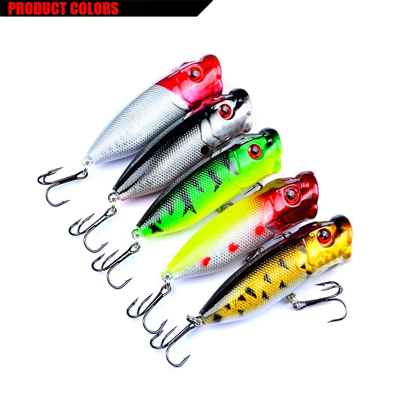 Señuelos de Pesca Topwater Popper, cebo duro de pesca Artificial Wobblers, aparejos de pesca de plástico con ganchos 6 #, 6,5 cm, 12g, 1 ud. - imagen 5