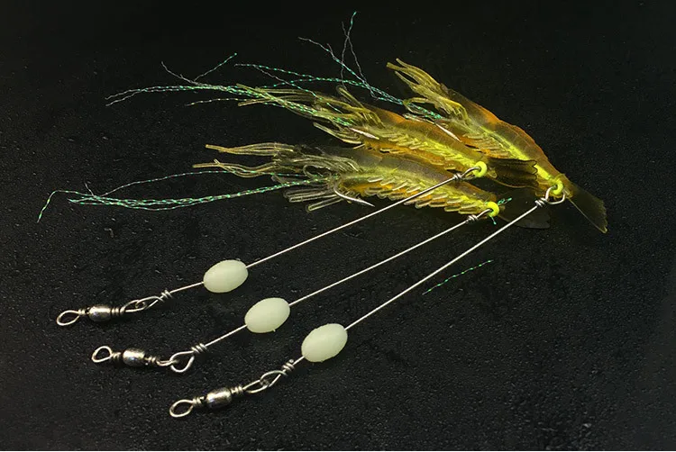 MNFT, precio al por mayor, 10 Uds., señuelos tipo camarón suaves noctilucentes, 18CM, 6G, cebo Artificial, aparejos de pesca, barril giratorio, señuelo de pesca tipo camarón - imagen 2