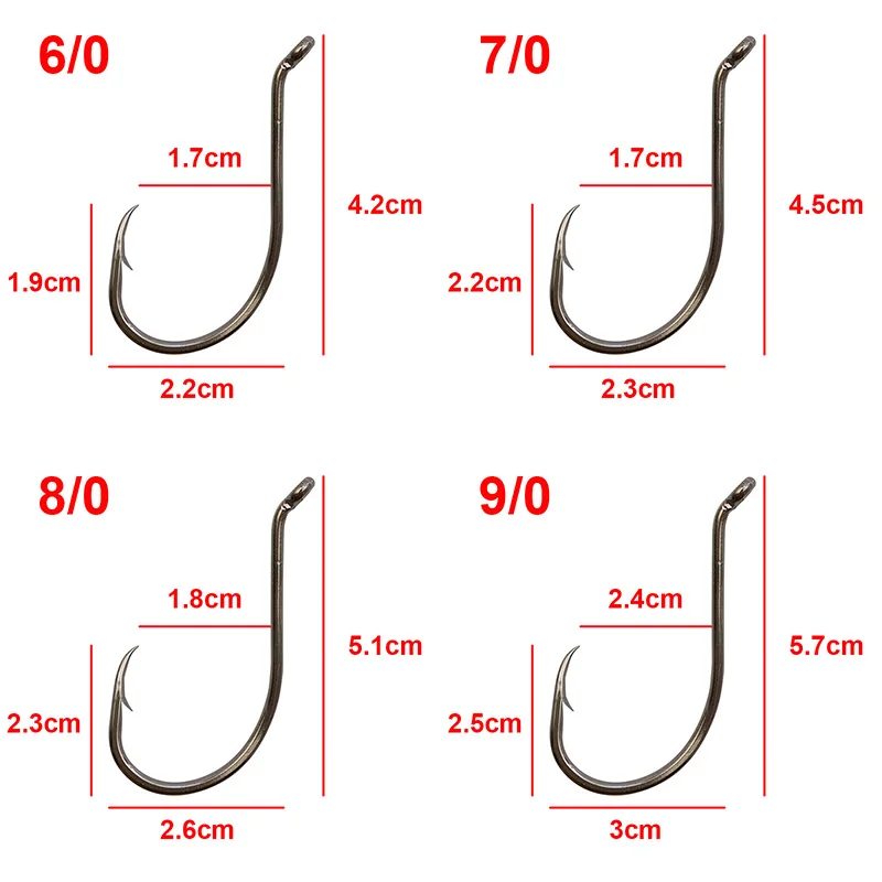200pcs 8299 High Carbon Steel Fishing Hooks Black Offset Octopus Beak Bait Fishhook Size 1 2 6 8 2/0 3/0 4/0 5/0 6/0 7/0 8/0 9/0 - imagen 5