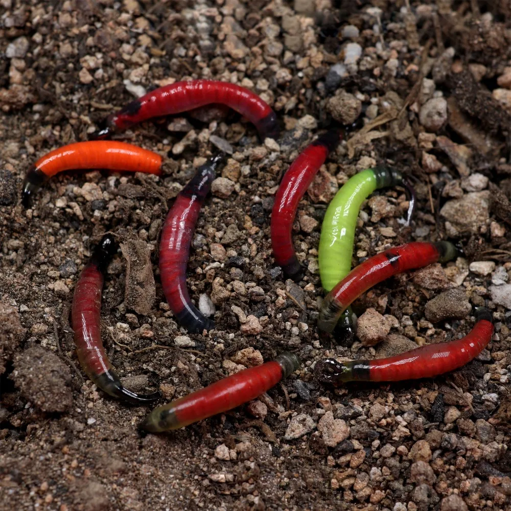 Wifreo 6PCS # 8 gusanos de jardín mosca tierra gusano mosca para agua dulce pescado trucha perca Bluegill Whitefish pesca con mosca ninfa insectos - imagen 5