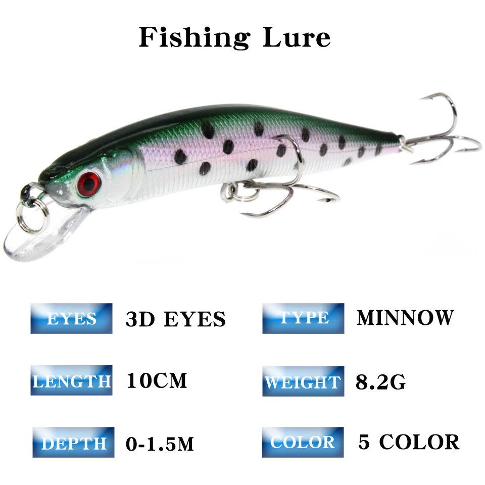 1 unids/lote 18 cm 8,2g pesca señuelo Minnow cebo duro con 2 ganchos de pesca Pesca señuelo 3D ojos envío gratuito - imagen 2