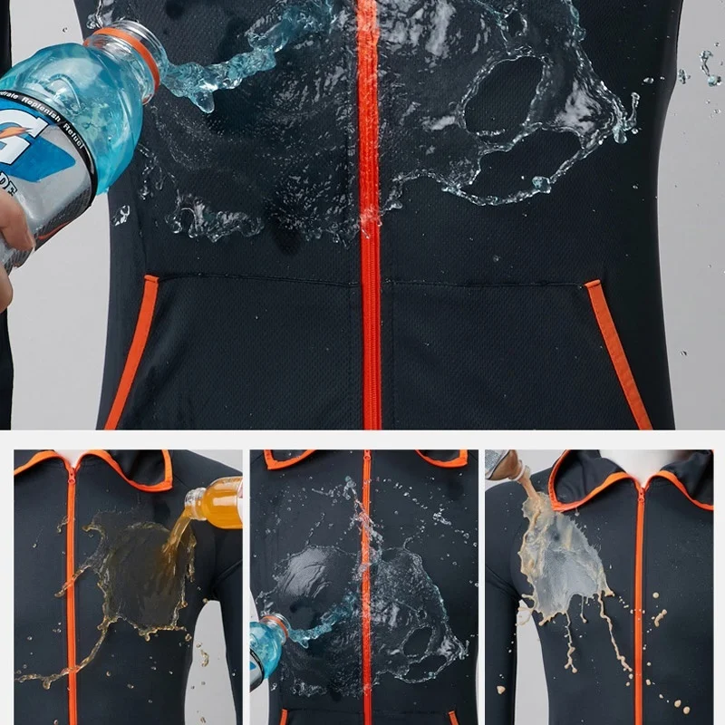 Ropa de pesca hidrofóbica para hombre, chaquetas con capucha informales de seda de hielo, impermeables, para acampar al aire libre - imagen 2