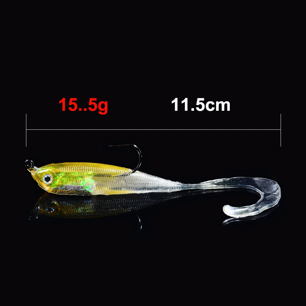 VALHALLA-señuelo de Pesca suave, cebo Artificial de silicona, aparejos de Pesca de carpa, 11,5 cm-15,5g, 5 unids/lote - imagen 2