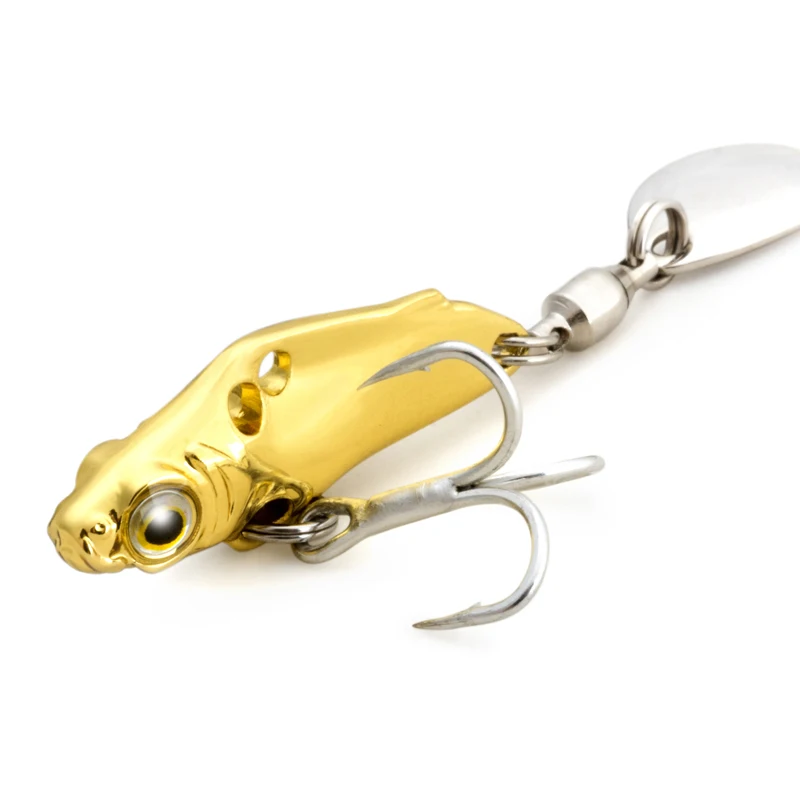 Cebos duros de Metal de 3cm y 3g, Mini señuelo de pesca de lubina, Crankbait, carpa de agua dulce, aparejos de anzuelo triple - imagen 3
