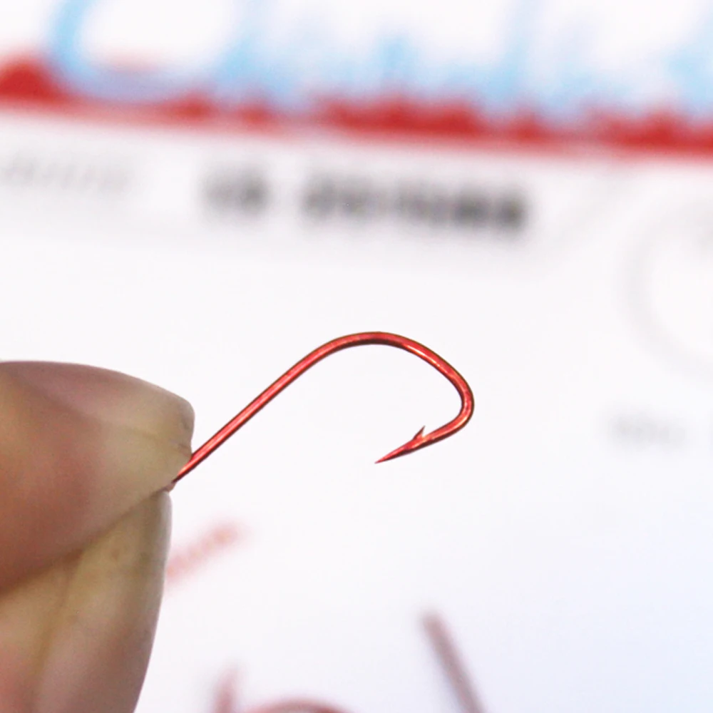 Anzuelos de pesca rojos sode, 1 #-8 #, sin púas, de acero al carbono, afilado, fuerte, gamakatsu, 30 unidades por lote - imagen 5