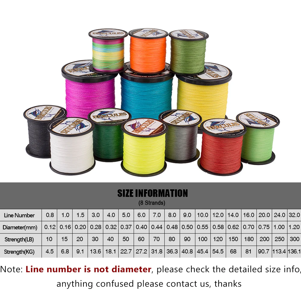 Hercules-sedal de Pesca de carpa de 8 hebras, hilo trenzado de 300m y 100% PE, 15 colores, fuerte, 10-300LB - imagen 2