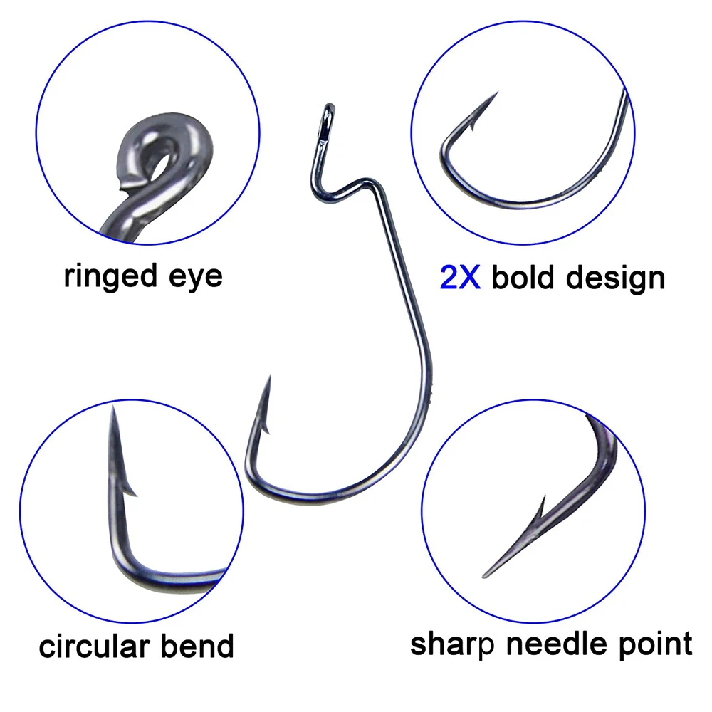 120Pcs-Box-38105-High-Carbon-Steel-Worm-Bait-Hook-Jig-Fishing-Hook-2X-Wide-Gap-Offset (2)