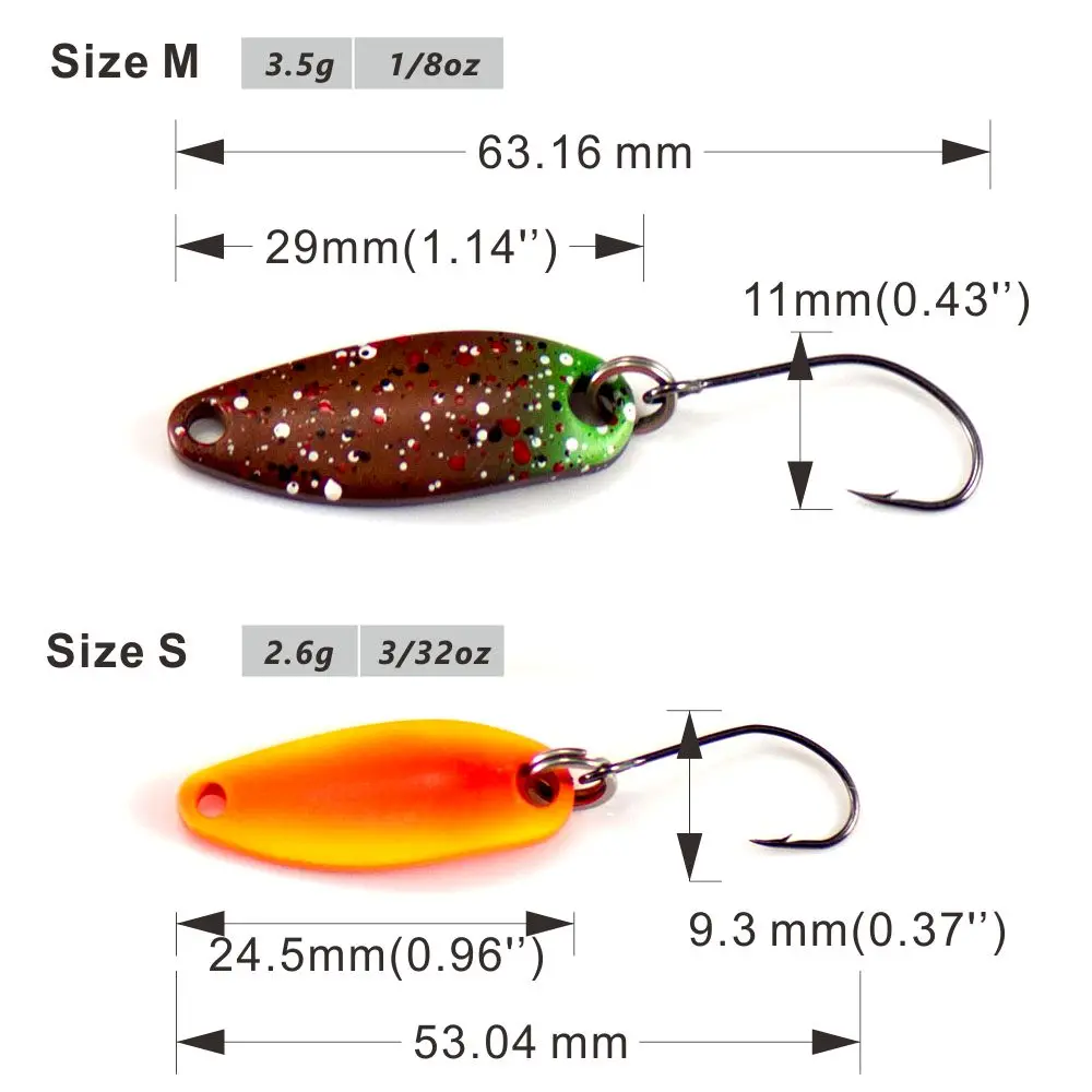 Countbass Micro cuchara de pesca 3/32oz 1/8oz con un solo gancho coreano, Señuelos de pesca de lubina, trucha de agua dulce, salmón, Lucio - imagen 5