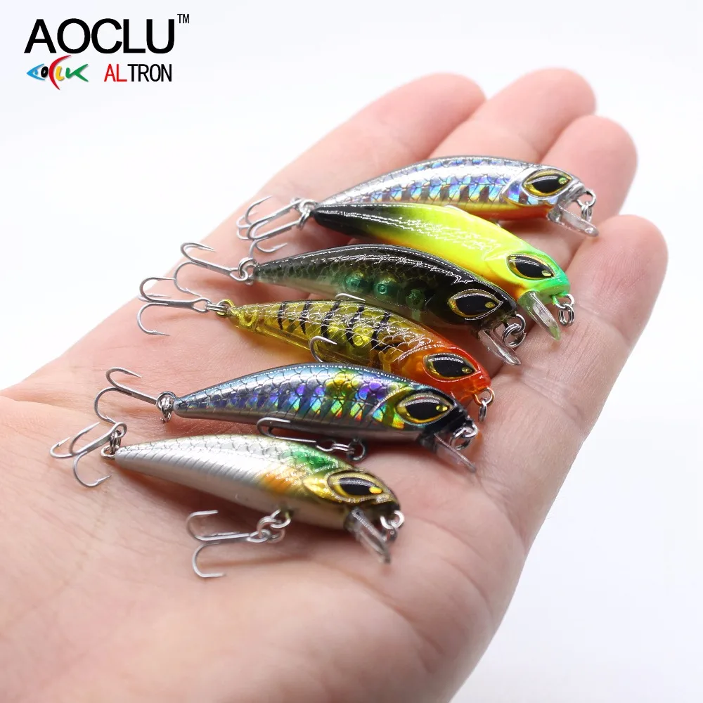 AOCLU-sonajero DE PESCA DE pececillos que se hunde, señuelo Wobbler de cebo duro, playa, lubina, gato, trucha, gancho 14 # VMC, buceo, 1,5 m, 45mm, 3,0g - imagen 5