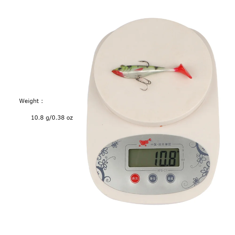 Goture-Señuelos de Pesca suaves, cebos de silicona de 11g y 8cm, Swimbait Wobblers, ojos 3D, cabeza de plomo 8 # anzuelo triple, cebos falsos - imagen 2