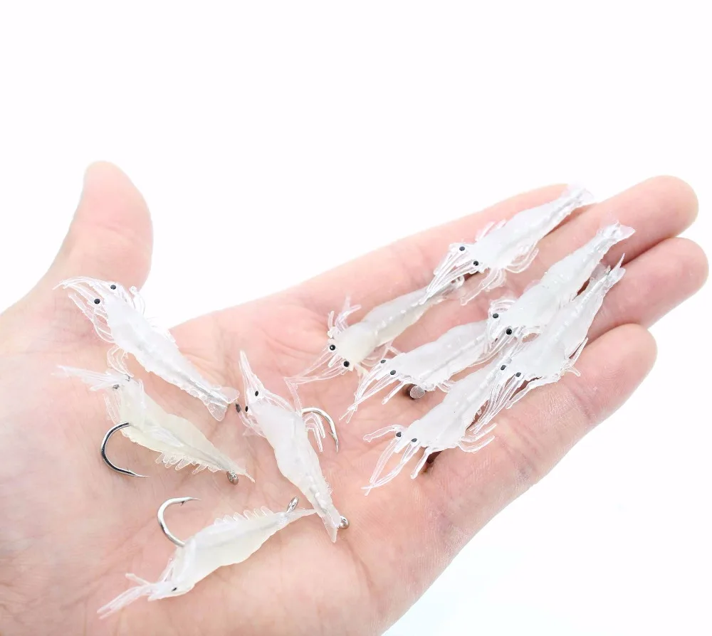 Señuelos de Pesca de 5cm y 2g, anzuelos blandos, camarones, gusanos blandos, conjunto de señuelos de Pesca realistas, lote de señuelos de océano, 10 unidades - imagen 2