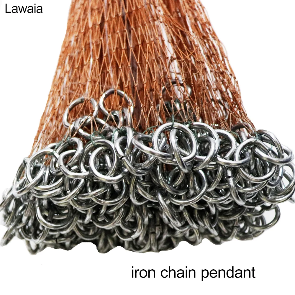 Lawaia-red de pesca plegable con cadena de hierro fundido, malla pequeña con colgante, diámetro de 2,4 M-4,2 M - imagen 3
