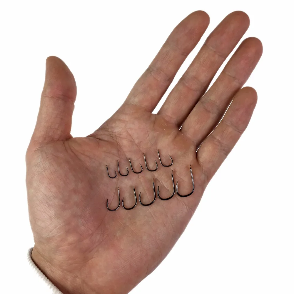 THKFISH 500 anzuelos de pesca individuales sin ojo # 3~ # 12 anzuelos de púas, anzuelo circular de acero rico en carbono para pesca de carpa - imagen 3