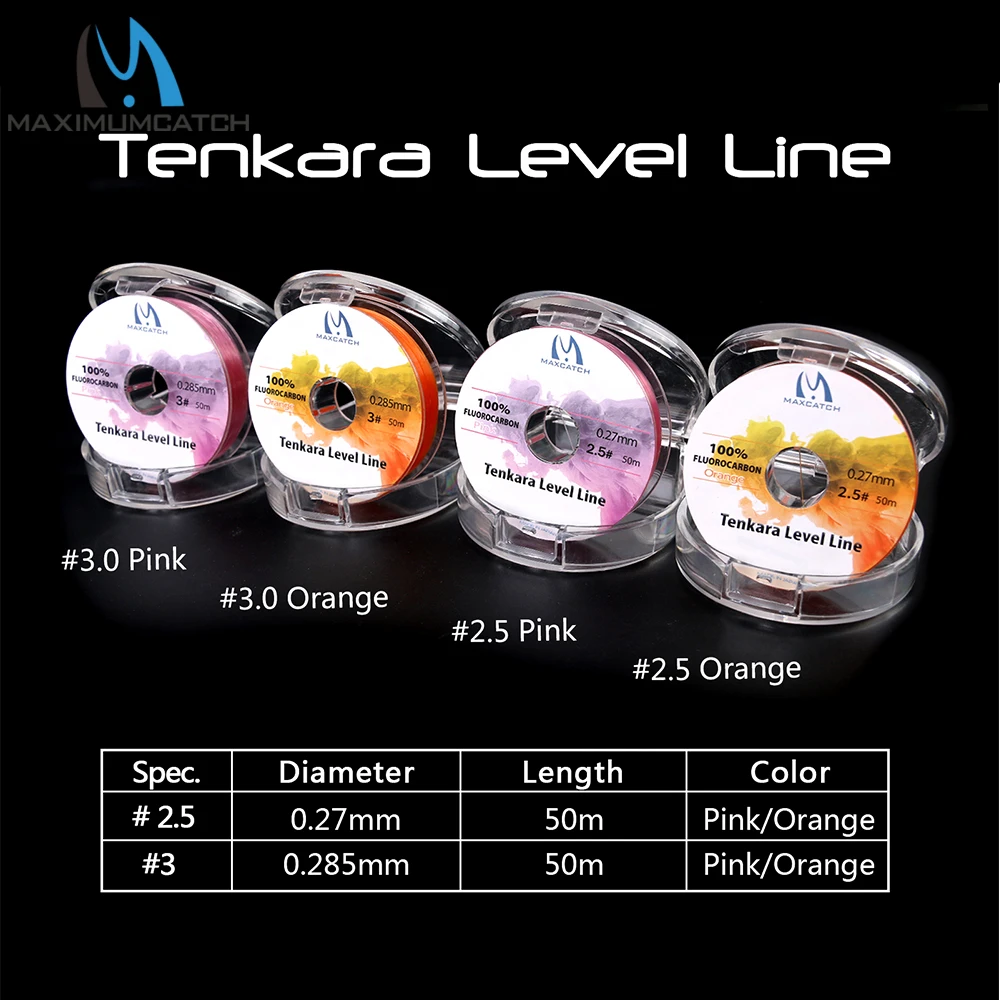 Maximumcatch LÍNEA DE NIVEL DE Tenkara 50M, 2,5 #/3,0 #, línea de pesca con mosca de fluorocarbono, color rosa/naranja - imagen 3