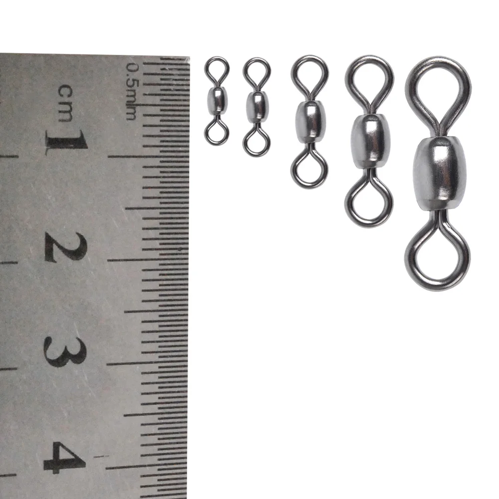 Conector de anzuelo de señuelo giratorio para pesca, barril giratorio sin giro, de acero inoxidable resistente, 14-75kg, 50 unidades - imagen 3