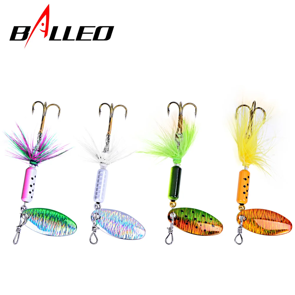 Balleo-señuelo de pesca giratorio, 4g, 6g, cebo de metal para jigging, trucha, lote de 4 unidades