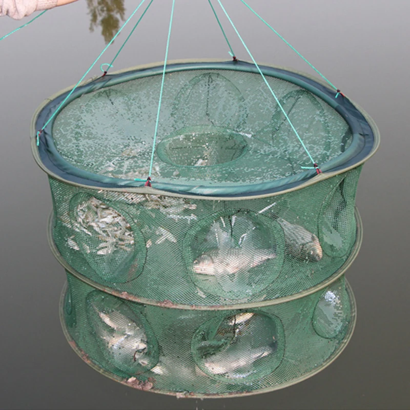 Trampa automática para pesca con mosca, jaula de doble capa con 15 agujeros para camarones, cebos de cangrejo, Schepnet Minnow, malla fundida, herramientas T4 - imagen 4