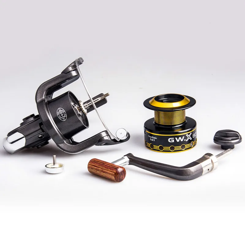 Carrete de Pesca giratorio con mango de madera, 11 rodamientos de bolas, carrete de Metal, bobina de Pesca ligera, señuelo de arrastre de mar - imagen 3