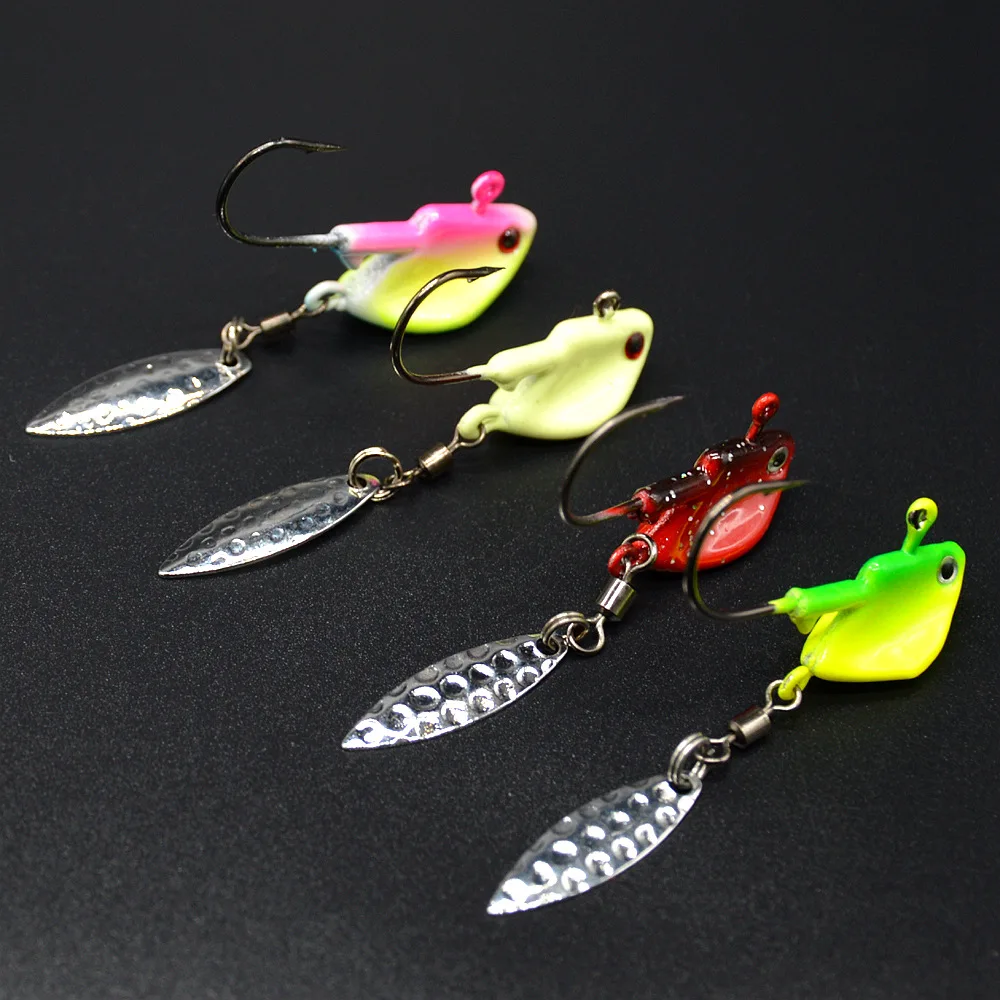 Señuelo de pesca con cabeza plomada, anzuelo Artificial, giratorio, con púas, 3,5g/7g/10g, lote de 4 piezas - imagen 2