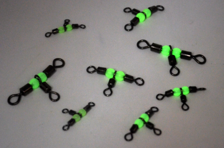 MNFT Paquete de eslabones triples con cuentas brillantes, conector giratorios de aparejos de pesca, accesorio de aparejos de pesca giratorios trigeminales, 1 paquete - imagen 4