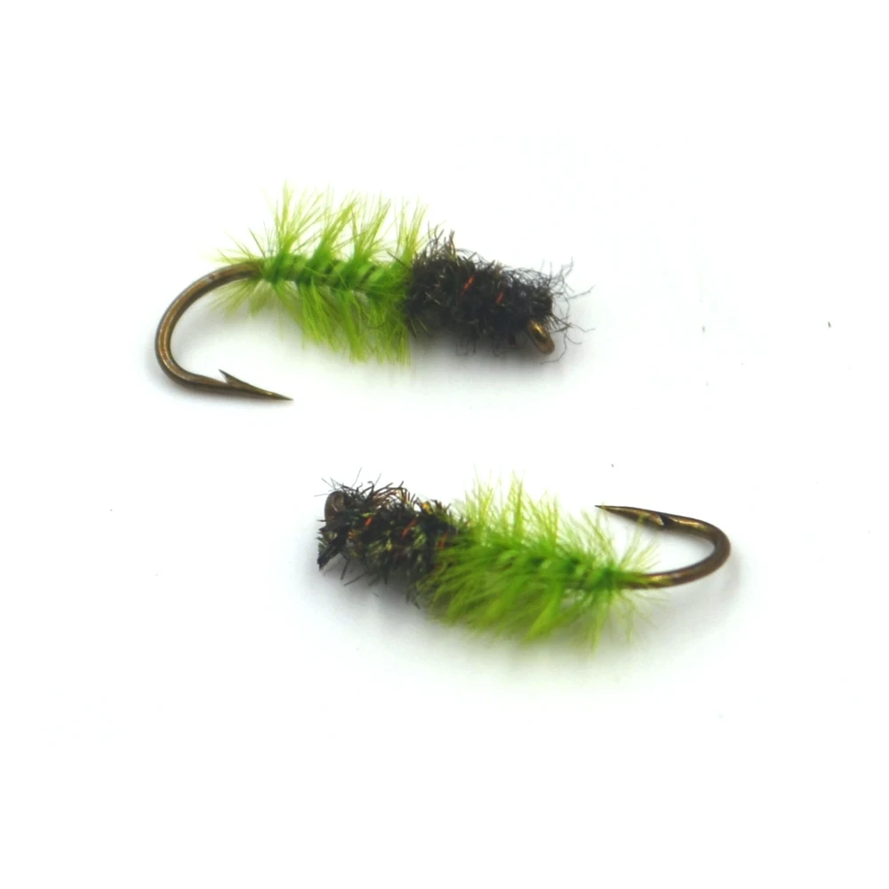 MNFT 10PCS # 12 señuelos de pesca de trucha con moscas de ninfas Midge de oruga verde - imagen 3