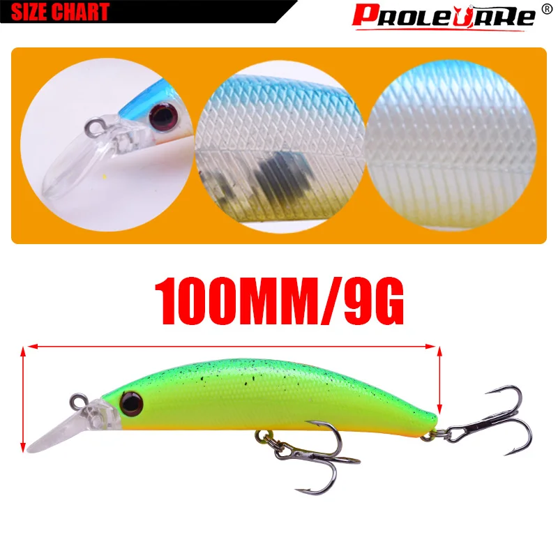 Señuelos de Pesca Jerkbait Wobblers, cebos duros artificiales de 100mm y 9g, aparejos de Pesca de agua salada, 1 unidad - imagen 2