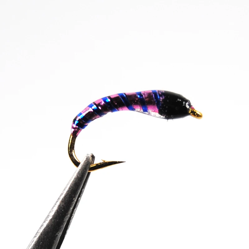 Bimoo 6 piezas de anzuelos de señuelo de pesca con mosca ninfa tamaño # 14 # Accesorio de pesca Midge con 16 zumbador - imagen 2