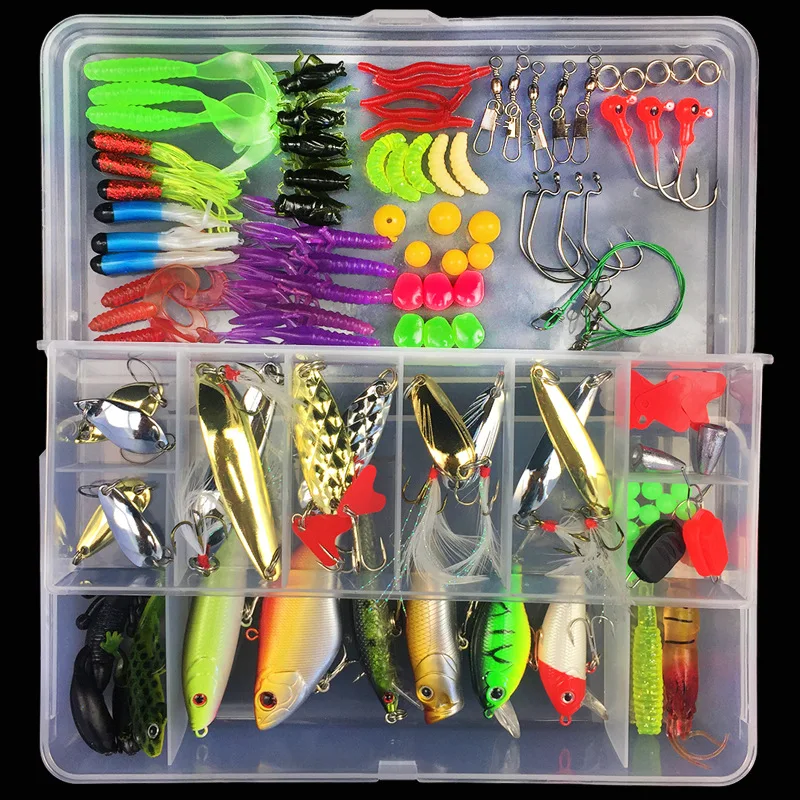 Kit de Señuelos de Pesca para principiantes, juego de 28-106 piezas, señuelos artificiales, traje de Grado Superior primario, multiusos, aparejos de pesca de profundidad - imagen 2